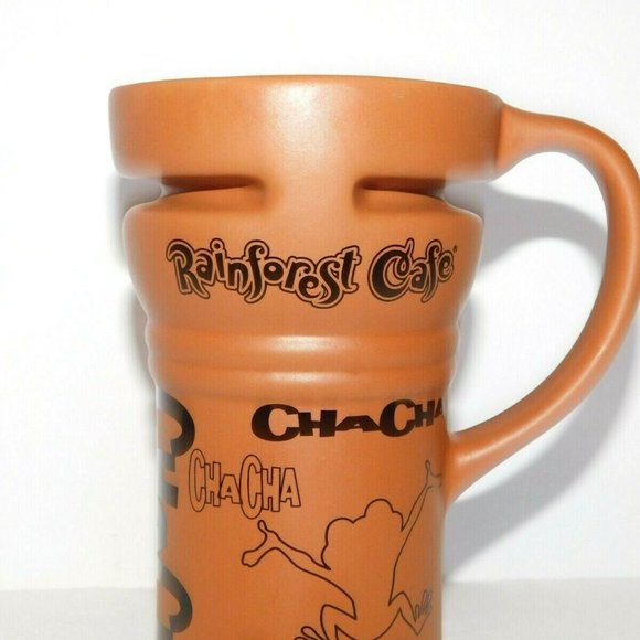 Rainforest Cafe Terracotta Brown Cha Cha Tree Frog Tall Travel Mug with Lid - Picture 3 of 10
